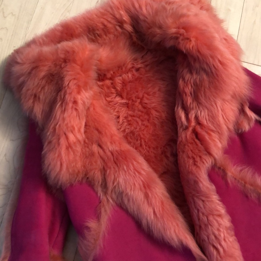 Pink Toscana Shearling Fur Jacket Size Small - Picture 2 of 14